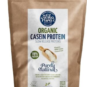 Proteína de Caseína Orgánica - Natural - Certificada Orgánica, de Vacas de Hierba, Sin Aditivos - 500g