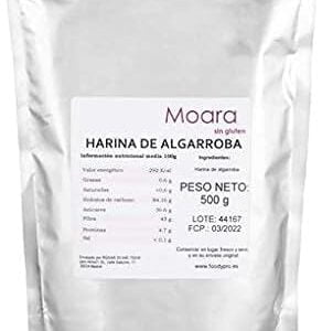 Moara Harina de algarroba sin gluten, sustituto ideal del chocolate y el cacao - Algarrobo en polvo natural, producto vegano (500g)