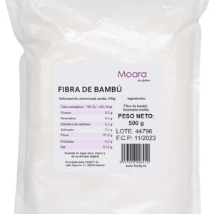 Harina de fibra de bambú finamente molida, 100% vegana, libre de gluten y alérgenos - Harina sin gluten para pan y repostería, muy baja en calorías, ideal para dietas keto o low carb - 500 gr
