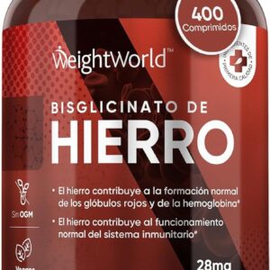 Hierro Suplemento 28mg - 400 Comprimidos | En Forma de Bisglicinato de Alta Absorción | Para la Formación de Glóbulos Rojos, Hemoglobina, Sistema Inmune y Función Cognitiva | Vegano y Sin Lactosa