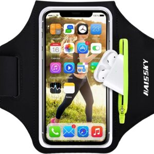 Brazalete Deportivo para Corre con Airpods Holder,Brazalete Movil Running Ajustable,Porta Movil Runnning para iPhone 15 14 13 12 11 Pro Max/14 Plus/XR/XS/X/8 Galaxy S23/S22,Huawei P40 hasta 6.9"