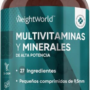 Multivitaminas Hombre y Mujer con Minerales - 400 Comprimidos | 27 Vitaminas y Minerales - Vitamina C, Vitamina B, D, E, Magnesio, Zinc, Calcio, Hierro y Más | Para +1 de Año, Sabor Menta y Vegano