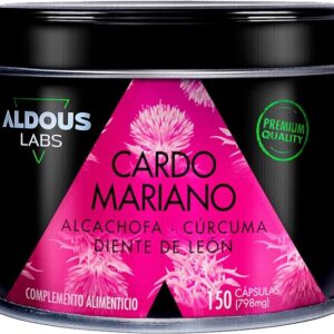 Cardo Mariano con CÚRCUMA, Alcachofa, Diente de León y Desmodium | 150 Cápsulas DETOX | Máxima dosis Depurativa con 80% de Silimarina | Detox Higado, Mejora la digestión | Fabricado en España