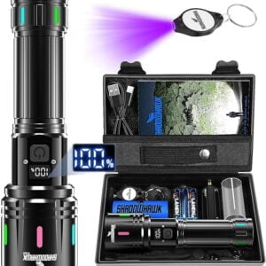 Shadowhawk Linternas LED Alta Potencia, 30000 Lúmenes Linterna LED Recargable XHM90.2 Linterna Potente, Táctica Militar Linterna Largo Alcance, Impermeable Flashlight para Emergencias Camping Regalo