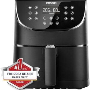 COSORI Freidora de Aire 5,5 L, Air Fryer con 100 Recetas en Español, Freidora sin Aceite con 13 Funciones, Pantalla Táctil LED, Cocción Rápida y Saludable, Cesta Antiadherente, Temporizador, Negra