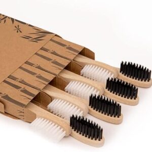 Cepillo de dientes de bambú de cerdas suaves, Cepillo de dientes de madera biodegradable natural ecológica orgánico vegano, 8 cepillos de dientes
