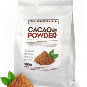 Cacao en Polvo Puro 100% - Tipo NATURAL - Desgrasado 10-12% - Bolsa 500g - Cacao Venezuela Delta