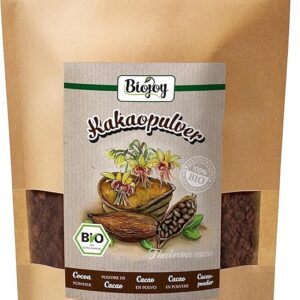 Biojoy Cacao Puro en Polvo Ecológico (500 g), Molido Sin Azúcar, Natural (Theobroma Cacao)